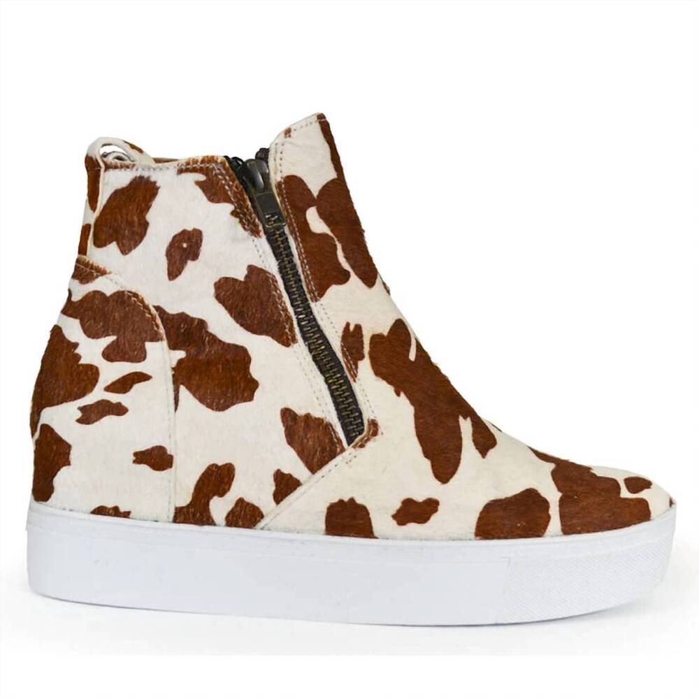 NEW ALCALA'S BOOTS women's holly high top sneaker in white/brown